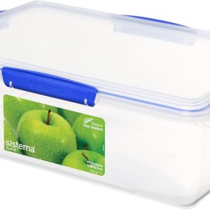 Sistema KLIP IT Food Storage Container, 7 L, Airtight & Stackable, BPA-Free, Clear with Blue Clips