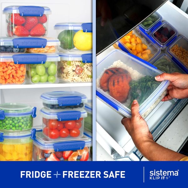 Sistema KLIP IT Food Storage Container, 7 L, Airtight & Stackable, BPA-Free, Clear with Blue Clips - Image 6